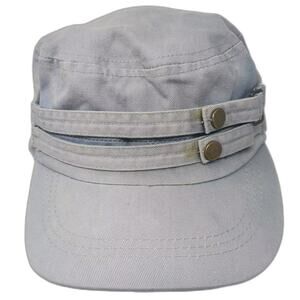 Tickled Pink Army Cap Blue Gold OS Cotton Adjustable Slideback Buckle Button Hat